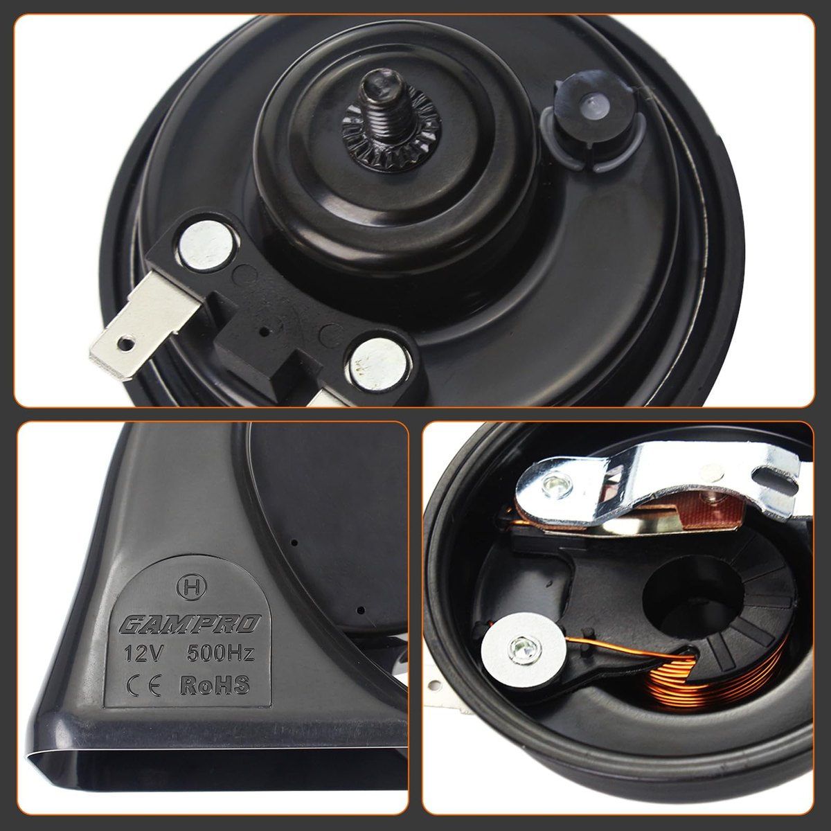 GAMPRO 130dB Super Loud Electric Snail Horn Dual-Tone Waterproof Replacement Universal for 12V Vehicles (Classic) image 7