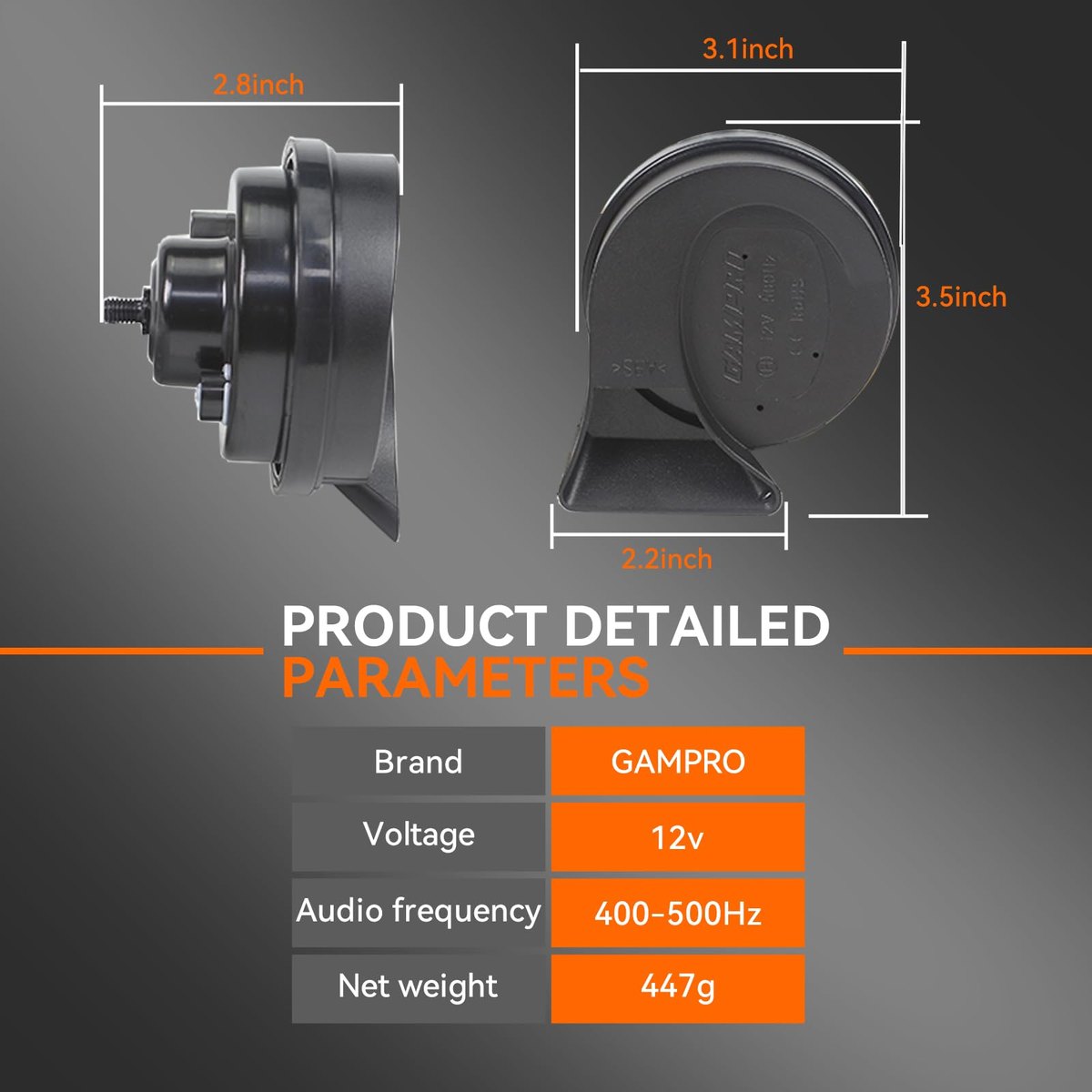 GAMPRO 130dB Super Loud Electric Snail Horn Dual-Tone Waterproof Replacement Universal for 12V Vehicles (Mini) image 3