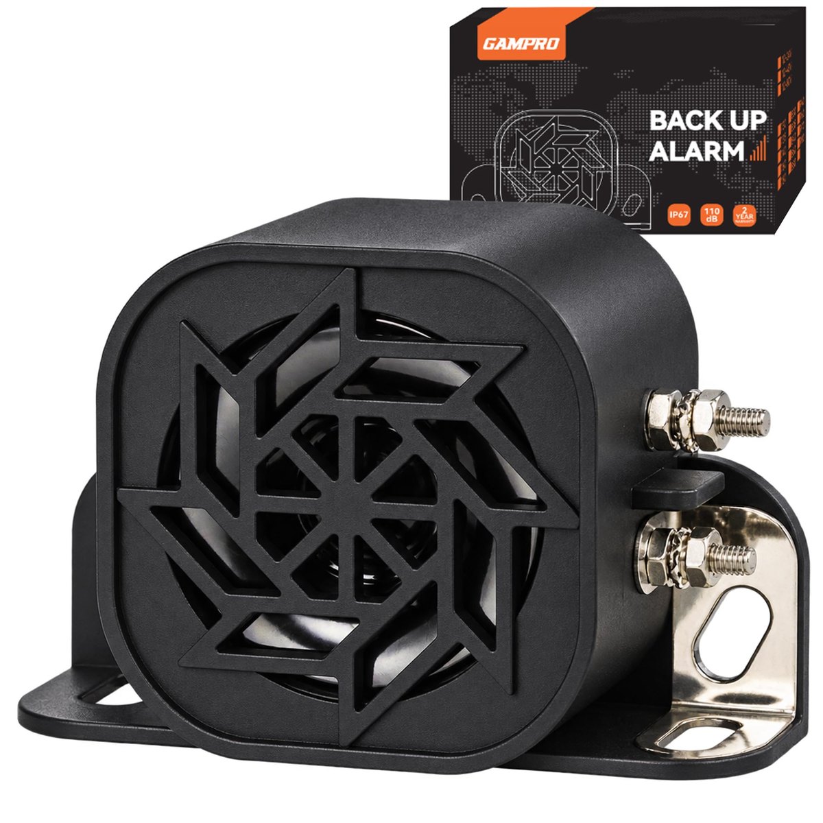 GAMPRO 12V-48V Backup Alarm with Ground Plate, 110dB Reverse Alarm for Truck