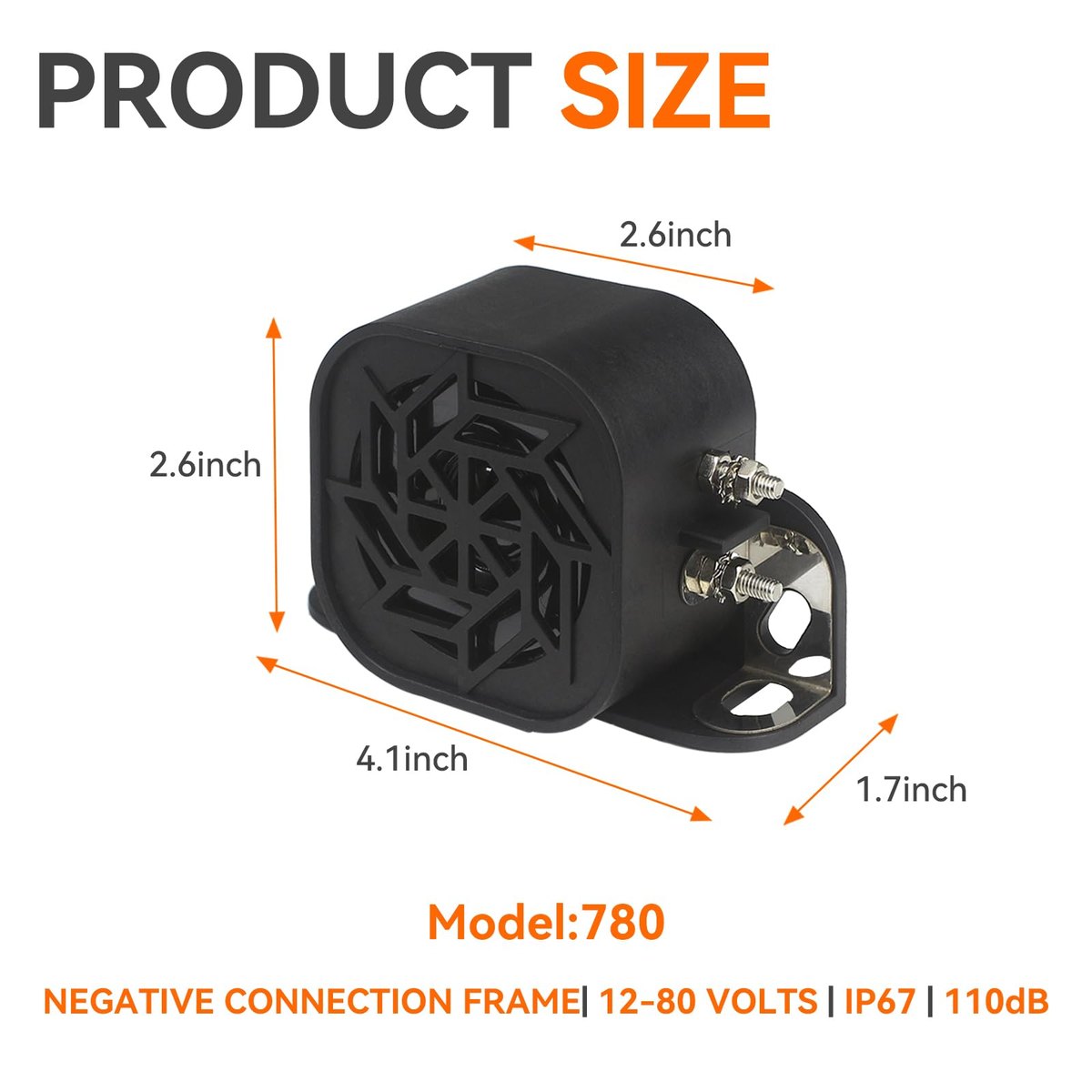 GAMPRO 12V-80V Backup Alarm with Ground Plate, 110dB Reverse Alarm for Truck image 7