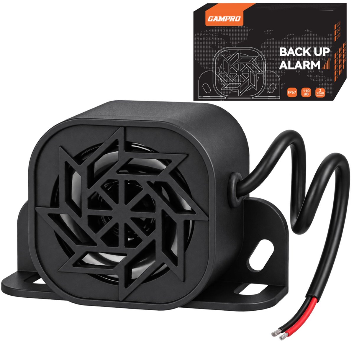 GAMPRO 12V-80V Wired Backup Alarm, 110dB Reverse Warning Alarm for Truck