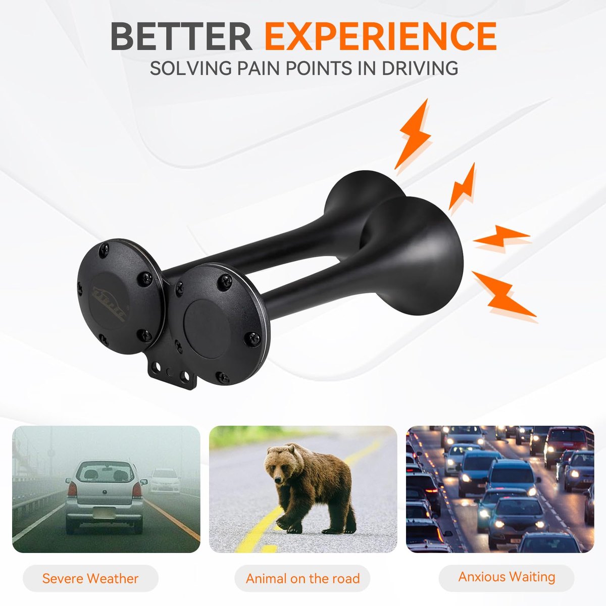 GAMPRO 12V 150dB Dual Trumpet Air Horn Kit for Truck (Black) image 5